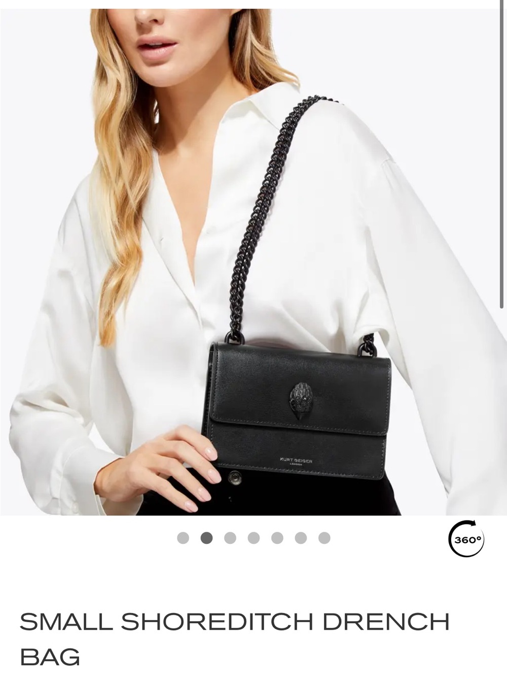 Kurt Geiger Black Leather Chain-Shoulder Flap Bag